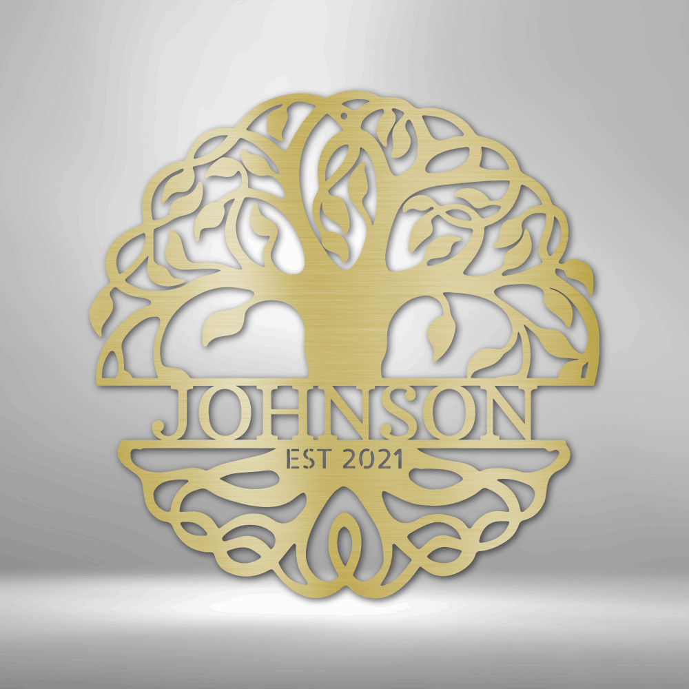 My Easy Monogram Steel Sign Gold / 12" Fancy Tree of Life Monogram - Steel Sign