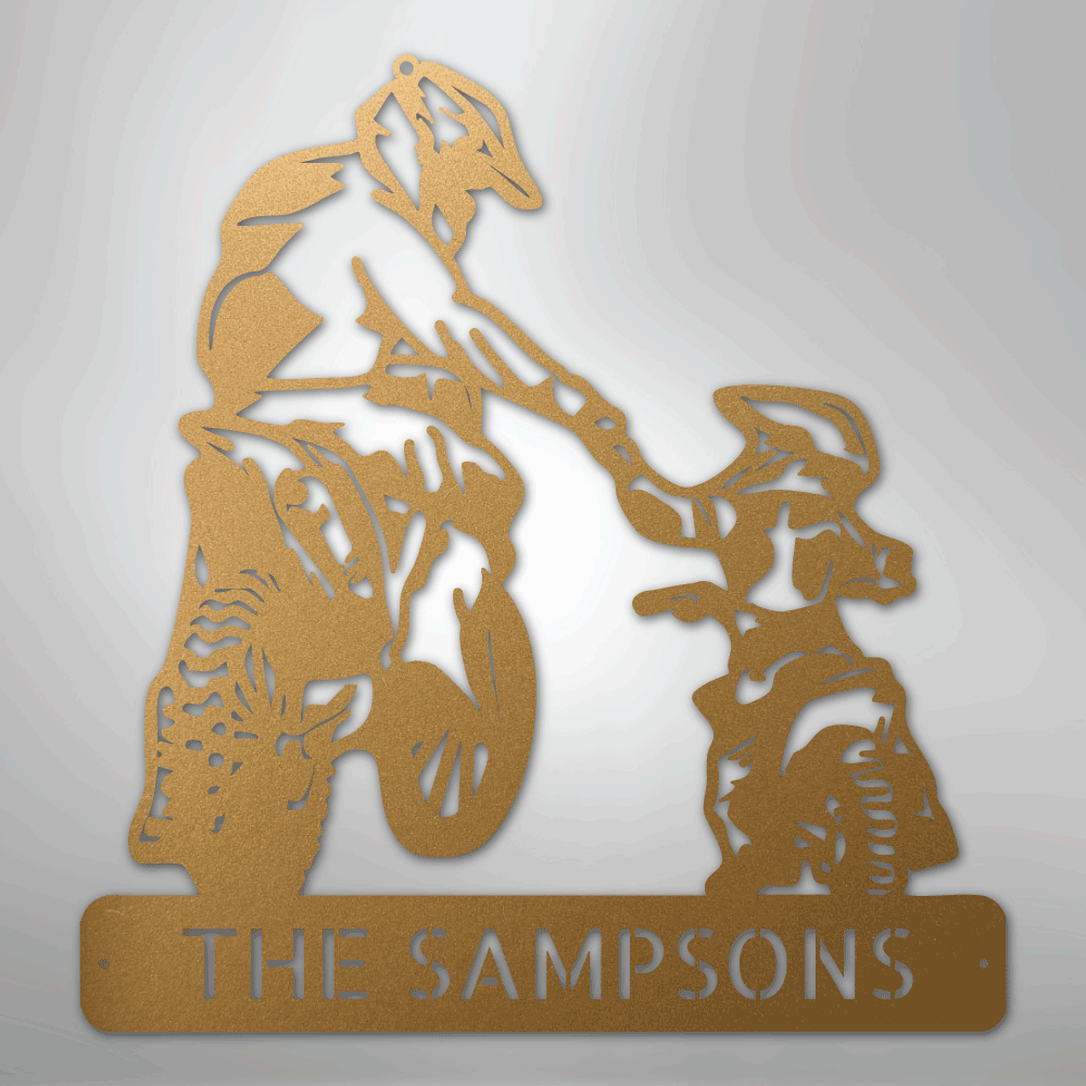My Easy Monogram Steel Sign Gold / 12" Father and Son Motorcross Monogram - Steel Sign