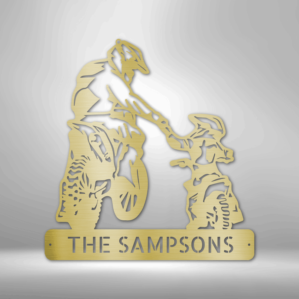 My Easy Monogram Steel Sign Gold / 12" Father and Son Motorcross Monogram - Steel Sign