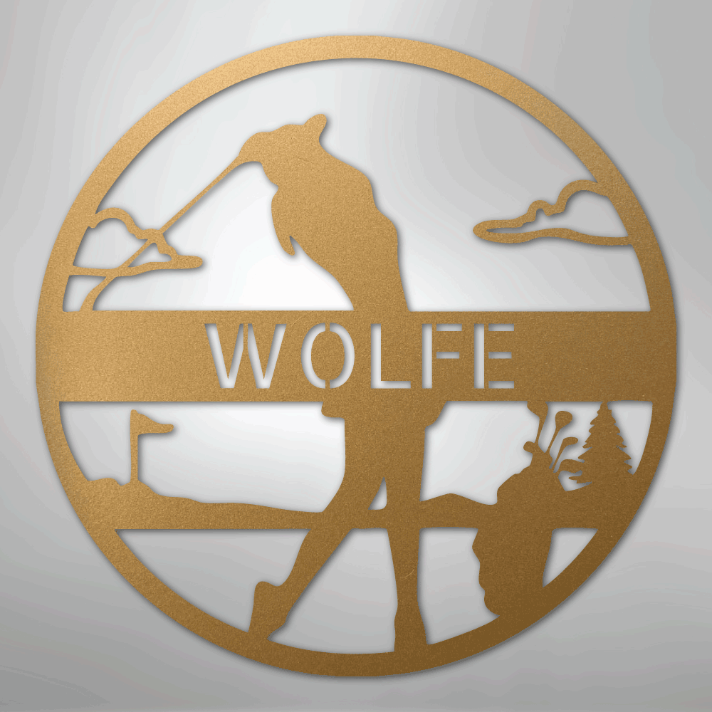My Easy Monogram Steel Sign Gold / 12" Female Golfer Monogram - Steel Sign