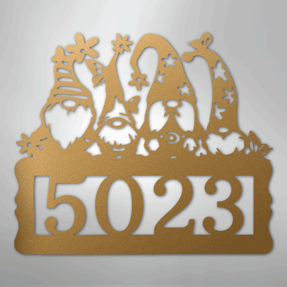 My Easy Monogram Steel Sign Gold / 12" Gnome Address Sign - Steel Sign