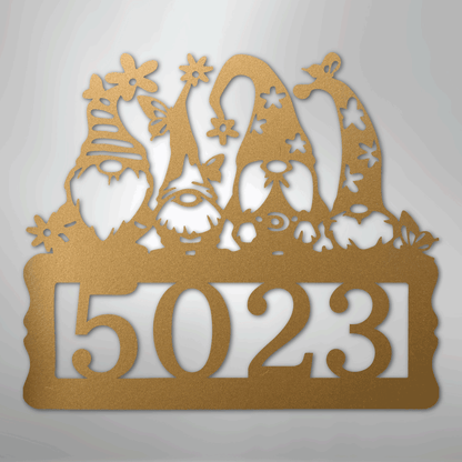 My Easy Monogram Steel Sign Gold / 12" Gnome Address Sign - Steel Sign