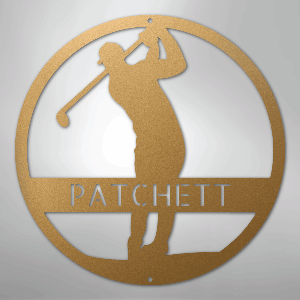 My Easy Monogram Steel Sign Gold / 12" Golfer Monogram - Steel Sign