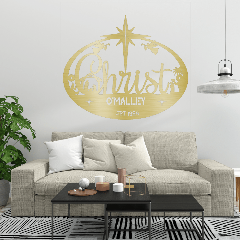 My Easy Monogram Steel Sign Gold / 12 Holy Night Family Christmas - Steel Sign