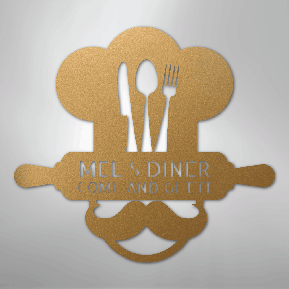 My Easy Monogram Steel Sign Gold / 12" Home Chef Monogram - Steel Sign
