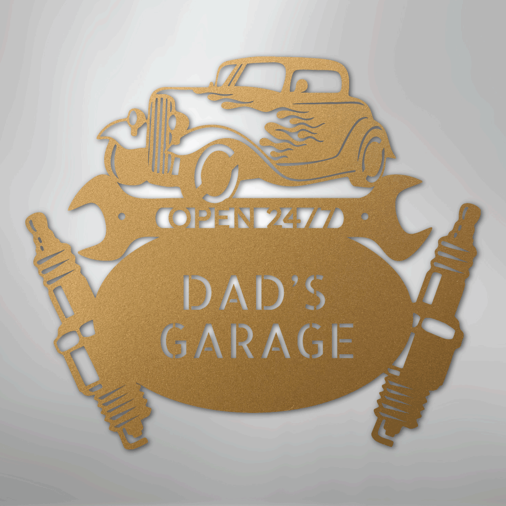 My Easy Monogram Steel Sign Gold / 12" Hot Rod Mechanic Monogram - Steel Sign