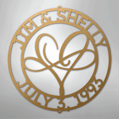 My Easy Monogram Steel Sign Gold / 12" Infinite Love Monogram - Steel Sign