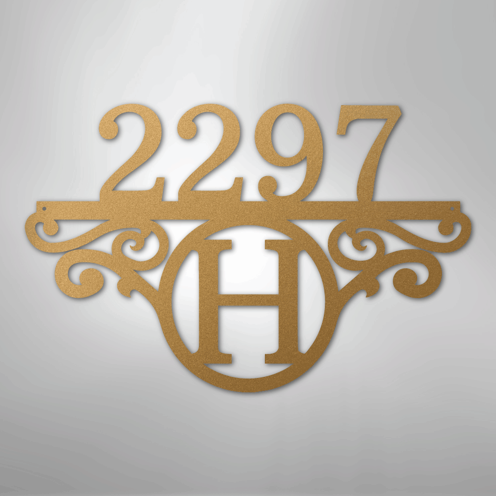 My Easy Monogram Steel Sign Gold / 12" Initial Address Monogram - Steel Sign
