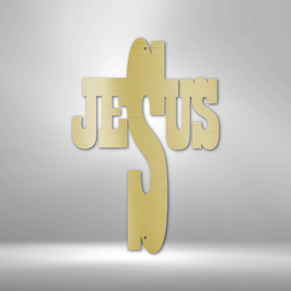 My Easy Monogram Steel Sign Gold / 12" Jesus Cross - Steel Sign