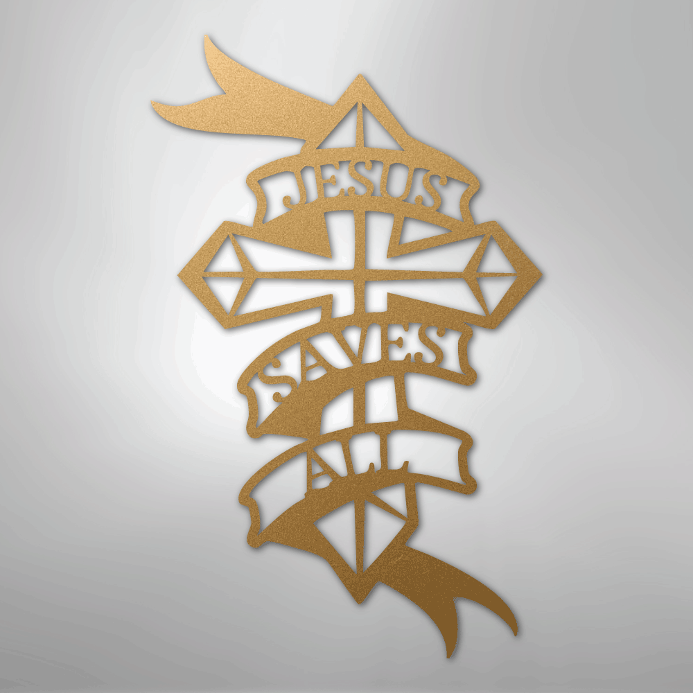 My Easy Monogram Steel Sign Gold / 12" Jesus Saves All - Steel Sign
