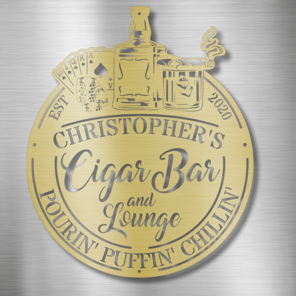 My Easy Monogram Steel Sign Gold / 12 Man Cave - Cigar Bar Lounge - Steel Sign