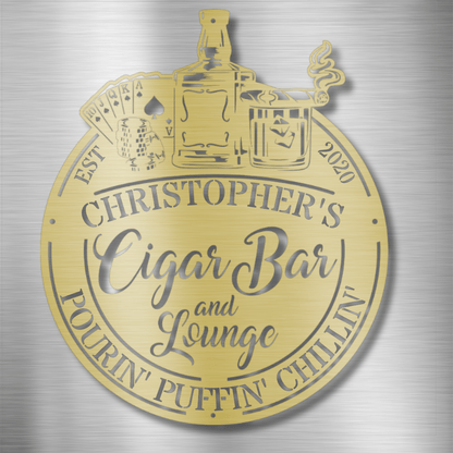 My Easy Monogram Steel Sign Gold / 12 Man Cave - Cigar Bar Lounge - Steel Sign