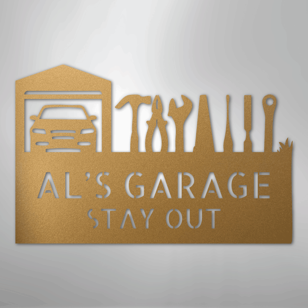 My Easy Monogram Steel Sign Gold / 12" Master Of The Garage Monogram - Steel Sign