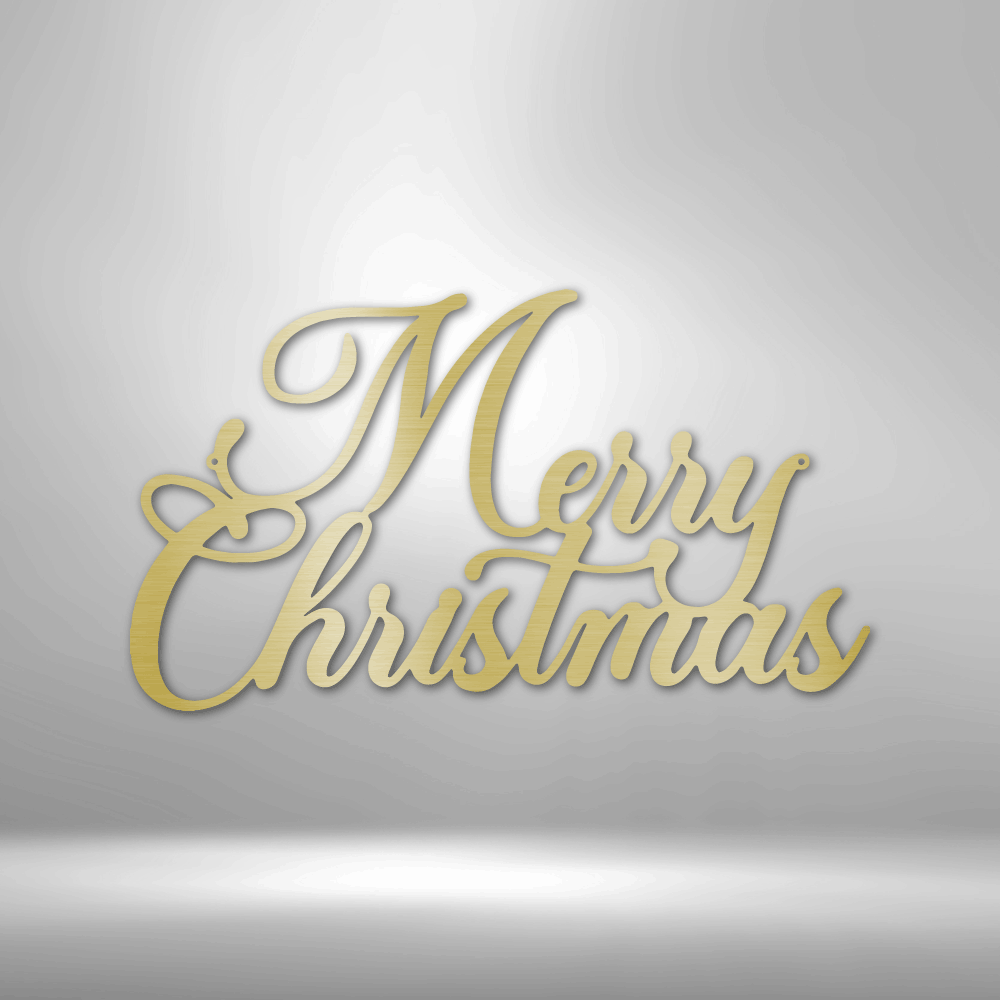 My Easy Monogram Steel Sign Gold / 12" Merry Christmas Script - Steel Sign