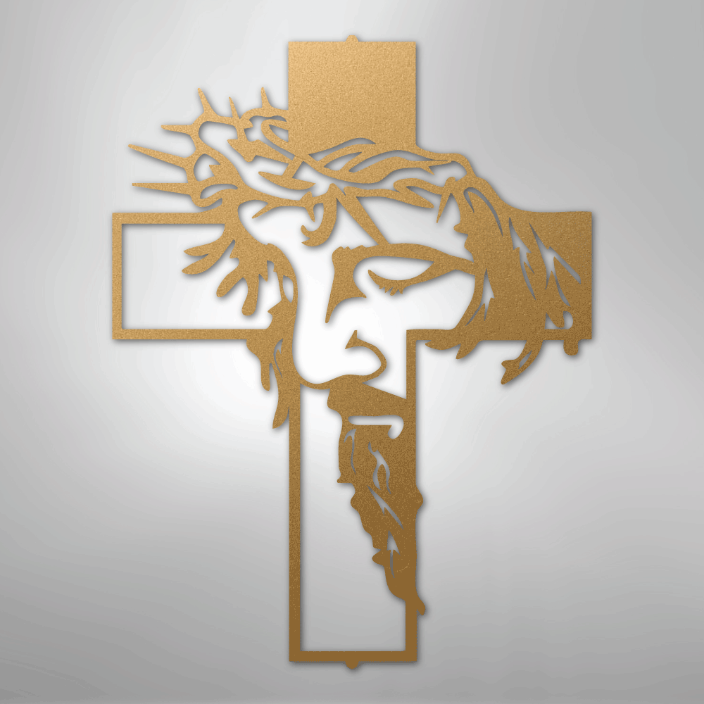My Easy Monogram Steel Sign Gold / 12" Metal Christ Cross - Steel Sign