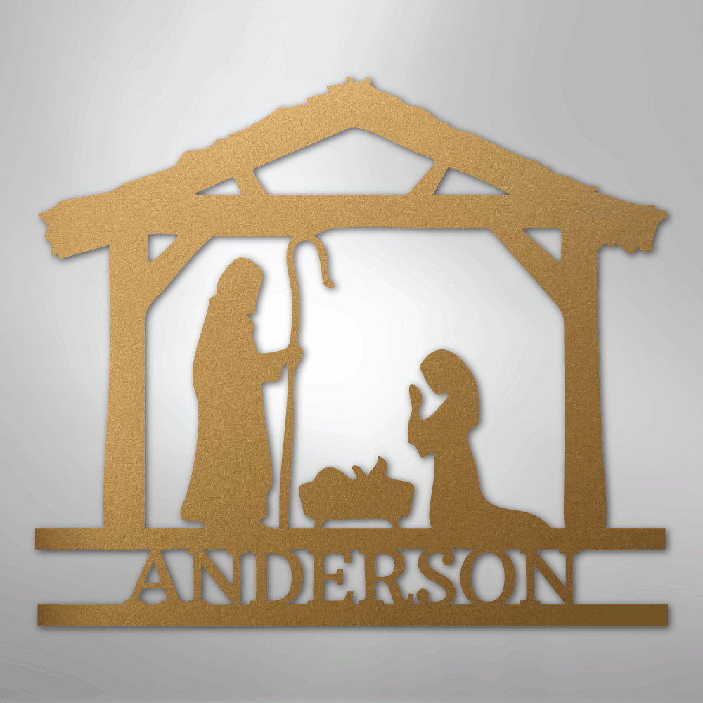 My Easy Monogram Steel Sign Gold / 12" Nativity Simple Monogram - Steel Sign