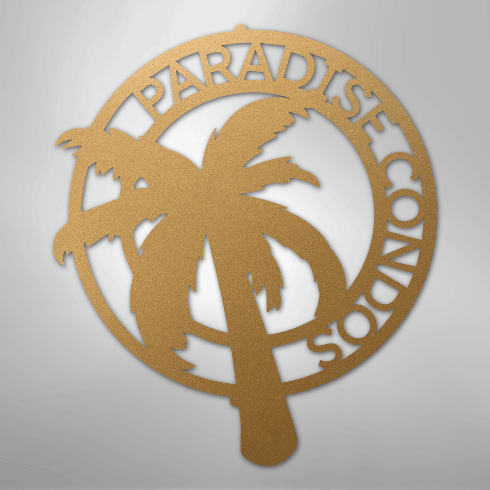 My Easy Monogram Steel Sign Gold / 12" Palm Tree Monogram - Steel Sign