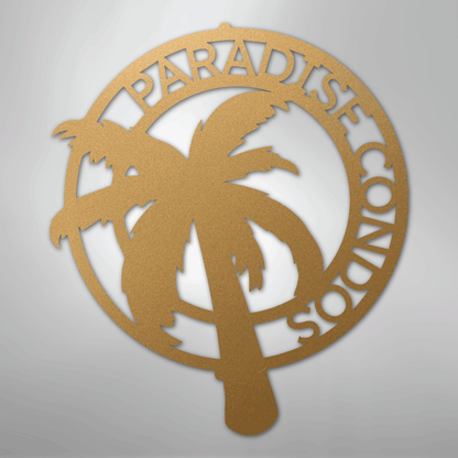 My Easy Monogram Steel Sign Gold / 12" Palm Tree Monogram - Steel Sign