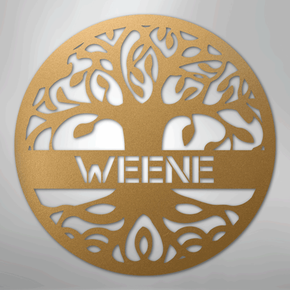 My Easy Monogram Steel Sign Gold / 12" Personalized Tree of Life - Steel Sign