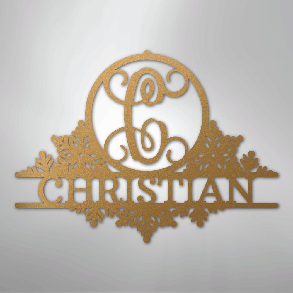 My Easy Monogram Steel Sign Gold / 12" Snowfall Initial Monogram - Steel Sign