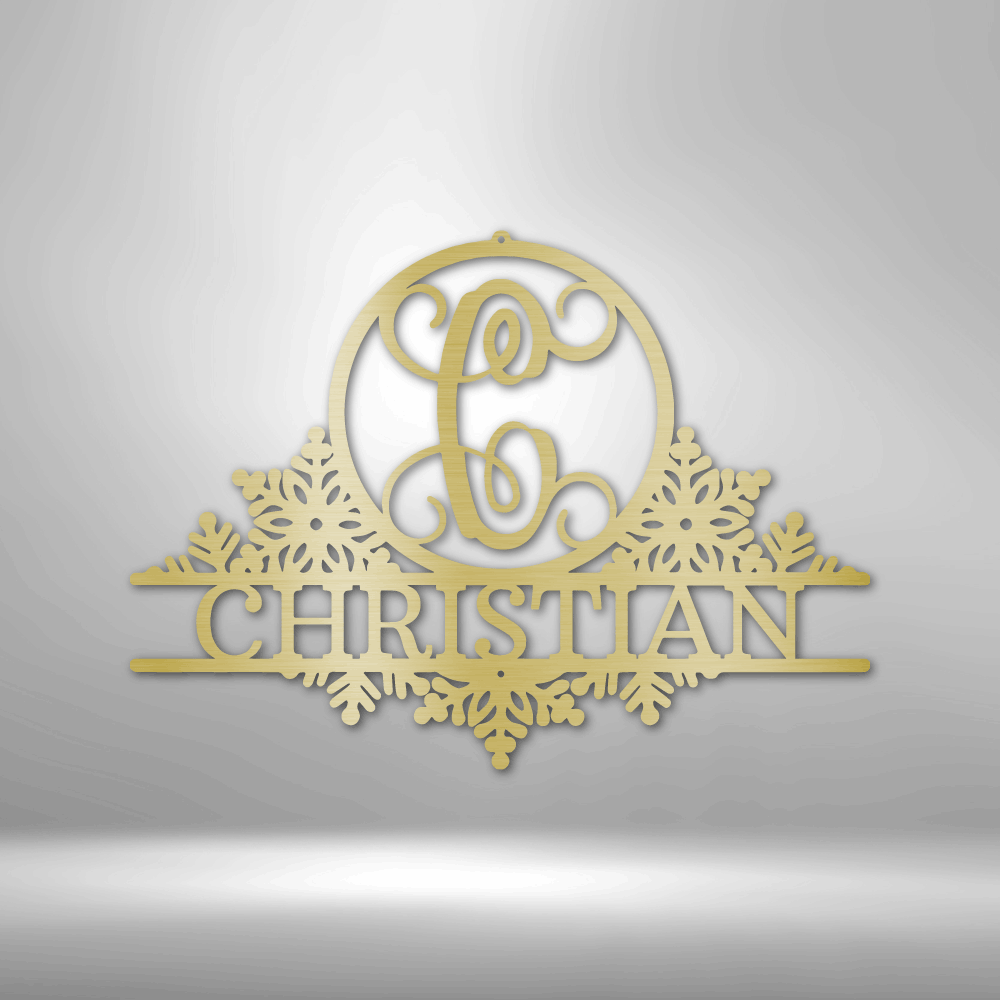 My Easy Monogram Steel Sign Gold / 12" Snowfall Initial Monogram - Steel Sign