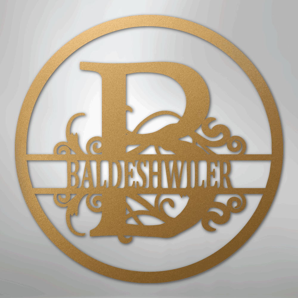 My Easy Monogram Steel Sign Gold / 12" Split Circle Monogram - Steel Sign