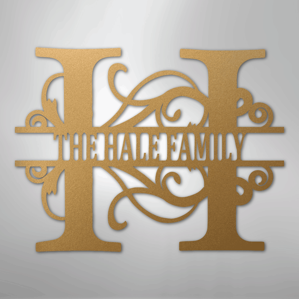 My Easy Monogram Steel Sign Gold / 12" Split Letter Monogram - Steel Sign