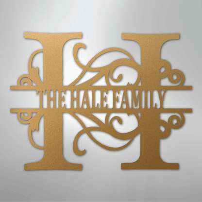 My Easy Monogram Steel Sign Gold / 12" Split Letter Monogram - Steel Sign