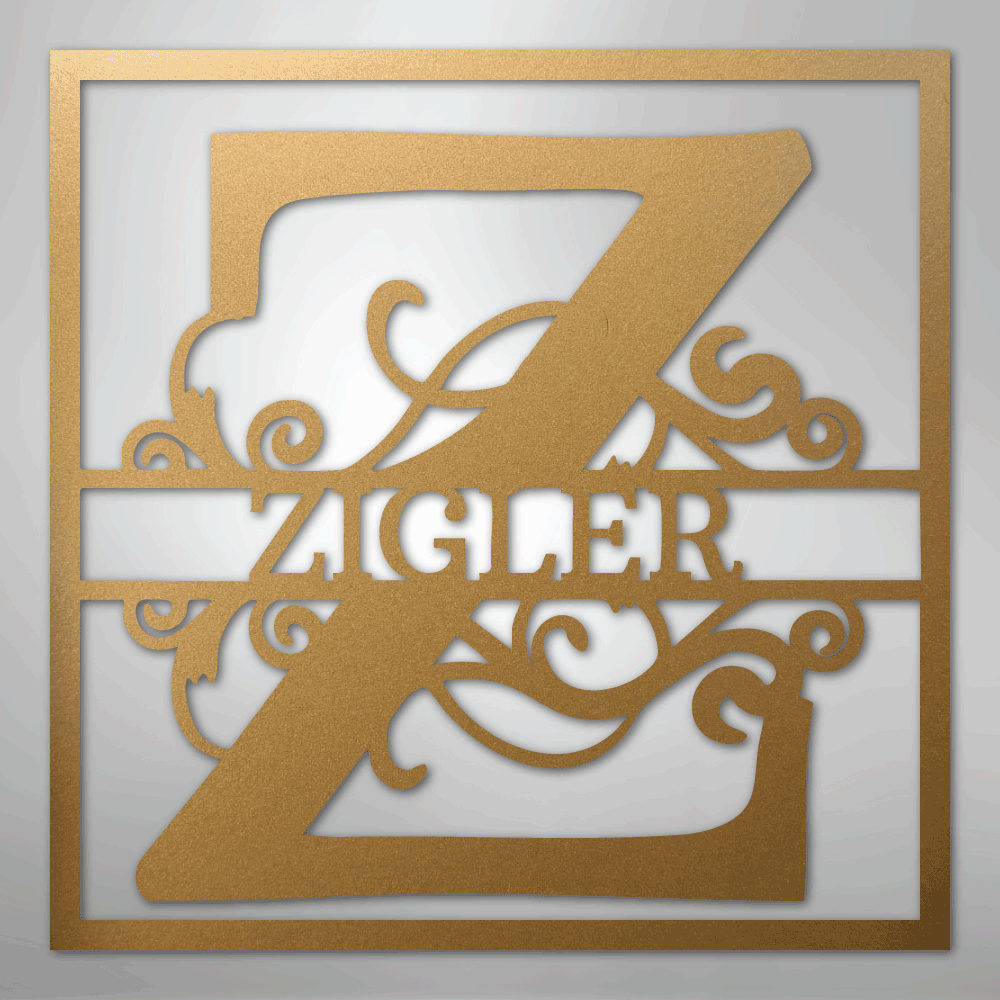 My Easy Monogram Steel Sign Gold / 12" Split Square Monogram - Steel Sign