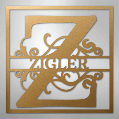 My Easy Monogram Steel Sign Gold / 12" Split Square Monogram - Steel Sign