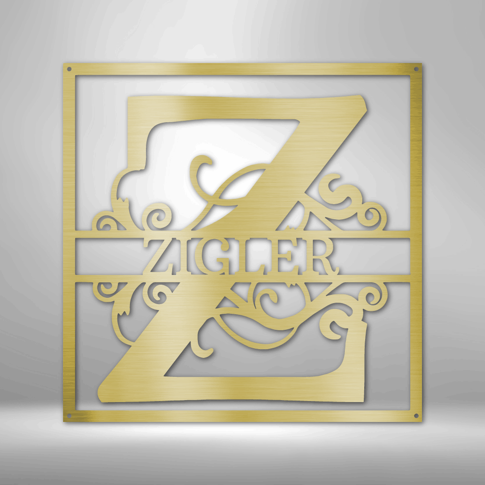 My Easy Monogram Steel Sign Gold / 12" Split Square Monogram - Steel Sign