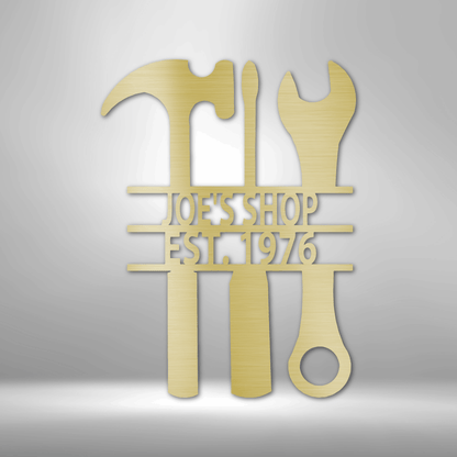 My Easy Monogram Steel Sign Gold / 12" The Garage - Steel Sign