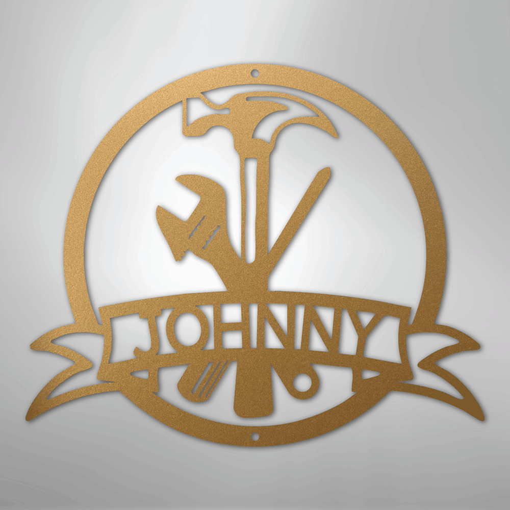 My Easy Monogram Steel Sign Gold / 12" Tool Man Monogram - Steel Sign