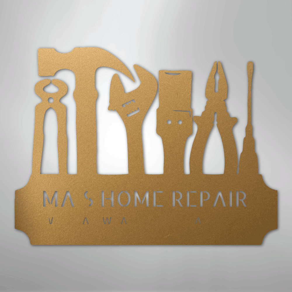 My Easy Monogram Steel Sign Gold / 12" Tool Time Monogram - Steel Sign