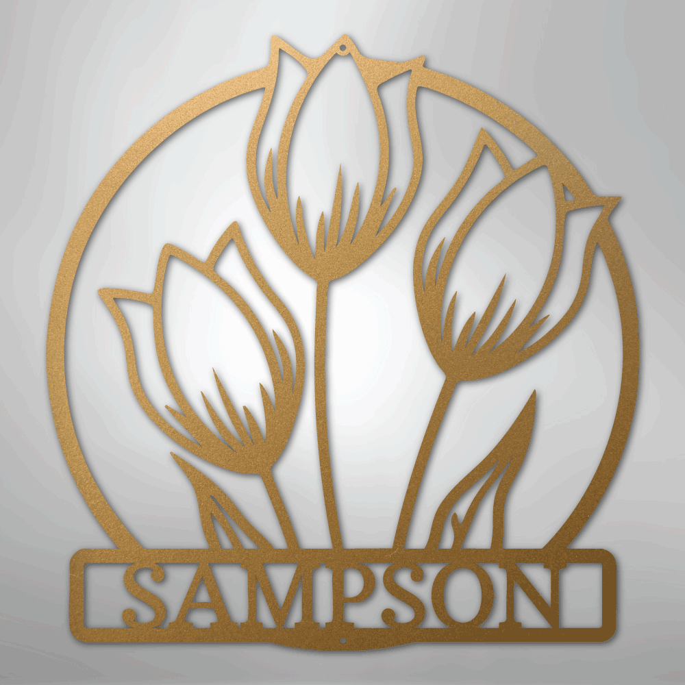 My Easy Monogram Steel Sign Gold / 12" Wild Tulip Monogram - Steel Sign