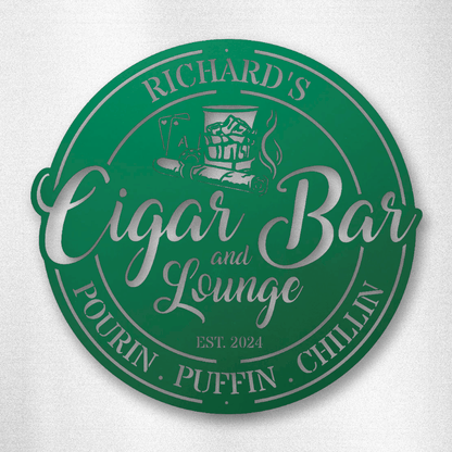 My Easy Monogram Steel Sign Green / 12 Cigar Bar and Lounge - Steel Sign
