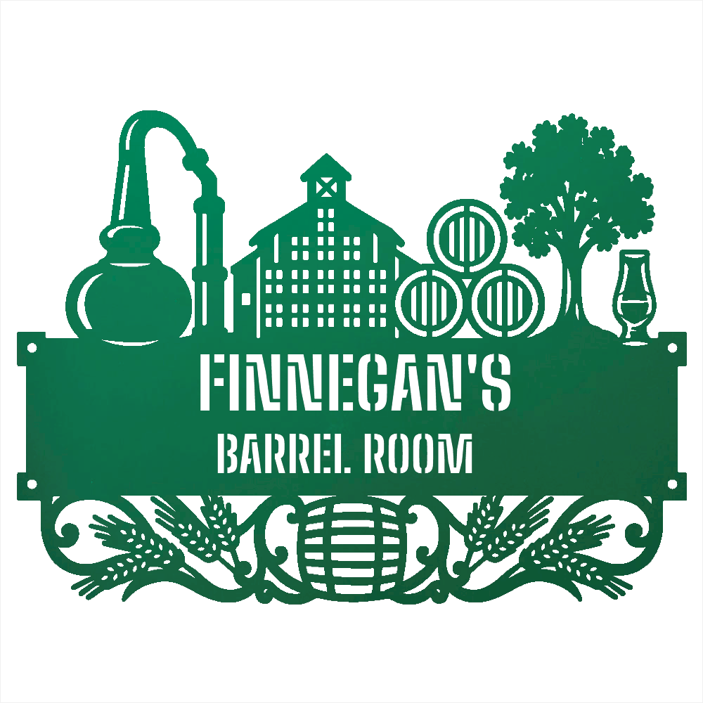 My Easy Monogram Steel Sign Green / 12 Personalized Distillery Barrel Room Metal Wall Art