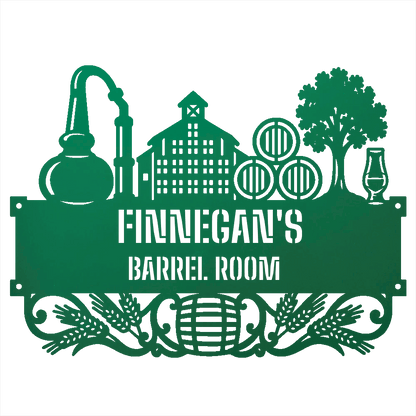 My Easy Monogram Steel Sign Green / 12 Personalized Distillery Barrel Room Metal Wall Art
