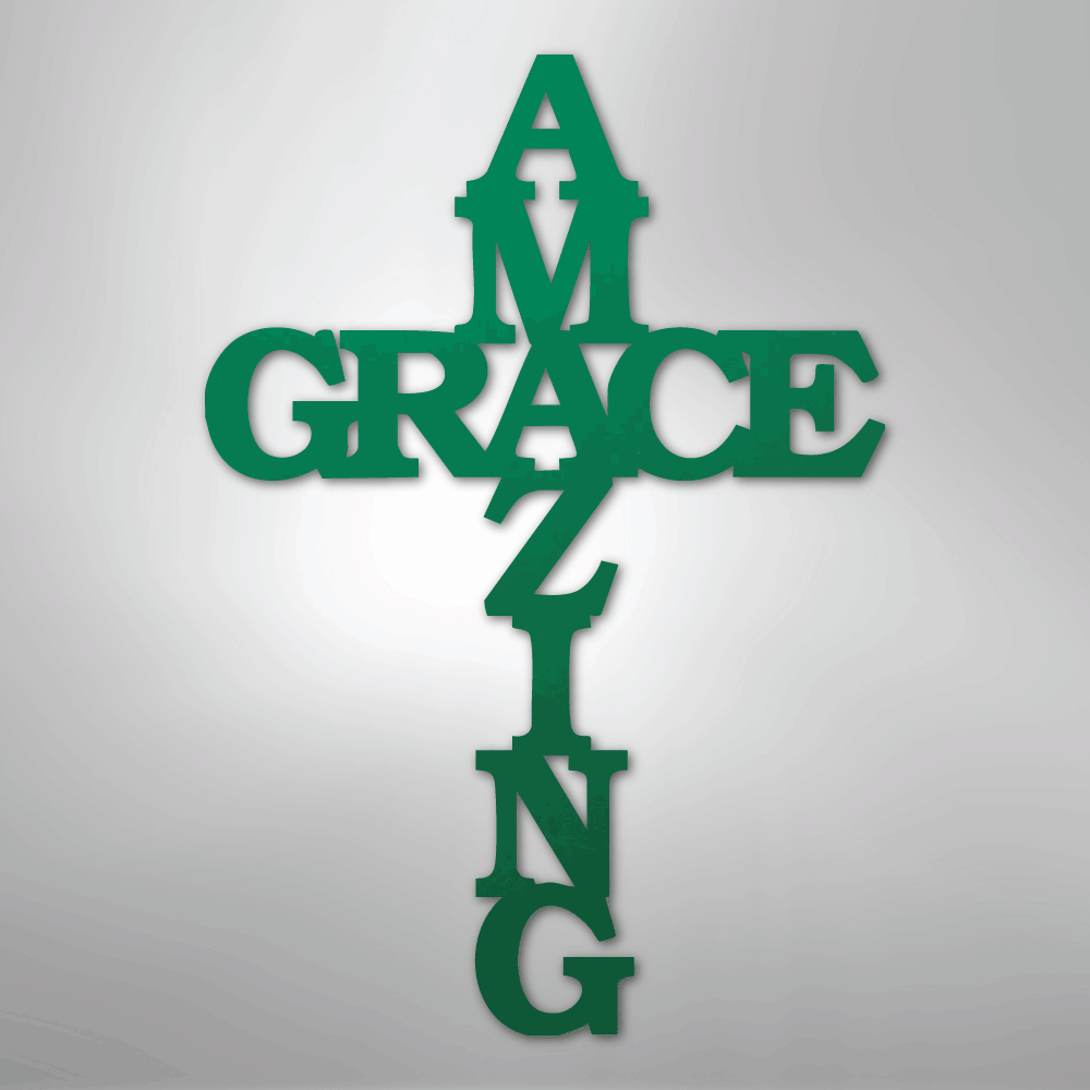 My Easy Monogram Steel Sign Green / 24" Amazing Grace Cross - Steel Sign