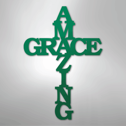 My Easy Monogram Steel Sign Green / 24" Amazing Grace Cross - Steel Sign