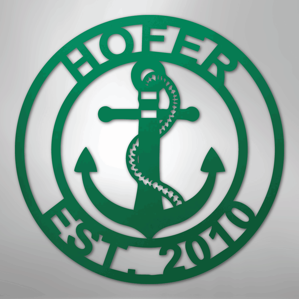 My Easy Monogram Steel Sign Green / 24" Anchor Family Name - Steel Sign