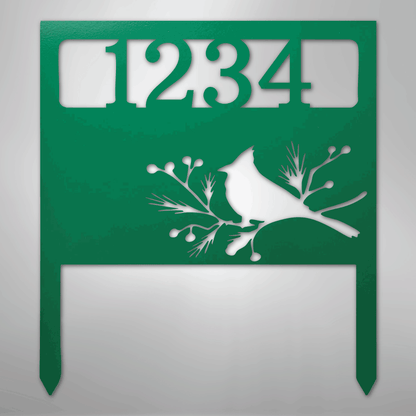 My Easy Monogram Steel Sign Green / 24" Bird Yard Address Stake - Steel Sign