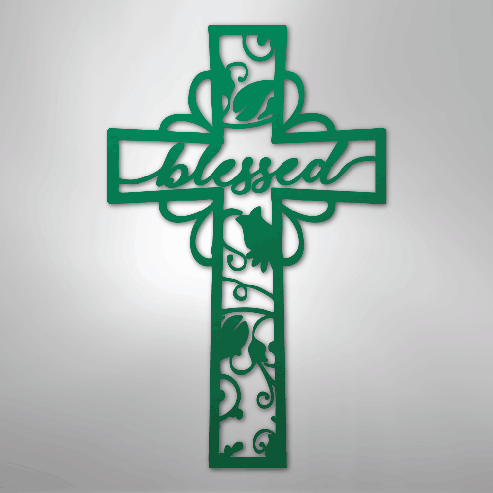 My Easy Monogram Steel Sign Green / 24" Blessed Cross - Steel Sign