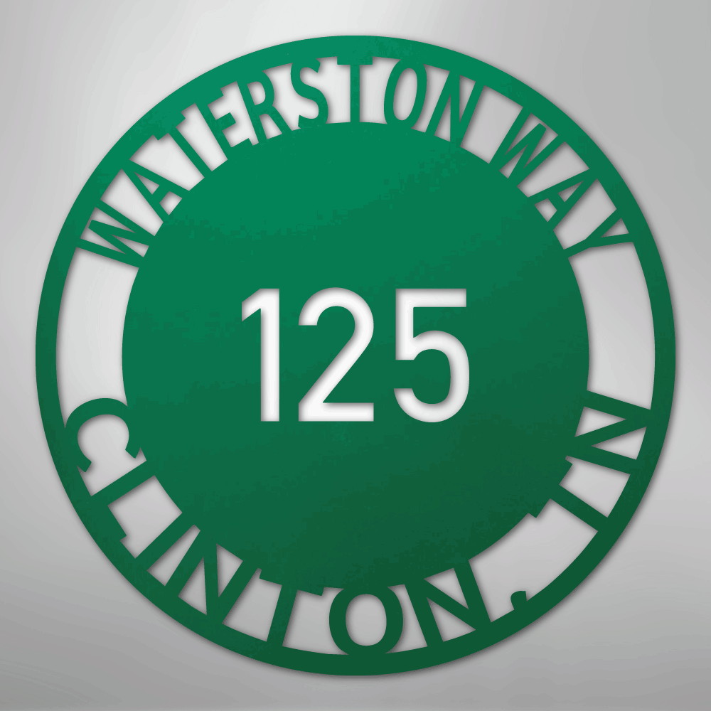 My Easy Monogram Steel Sign Green / 24" Bold Circle Address - Steel Sign