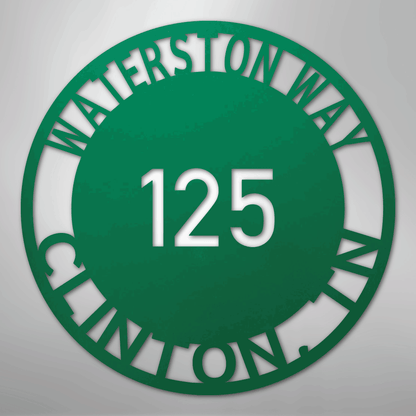 My Easy Monogram Steel Sign Green / 24" Bold Circle Address - Steel Sign