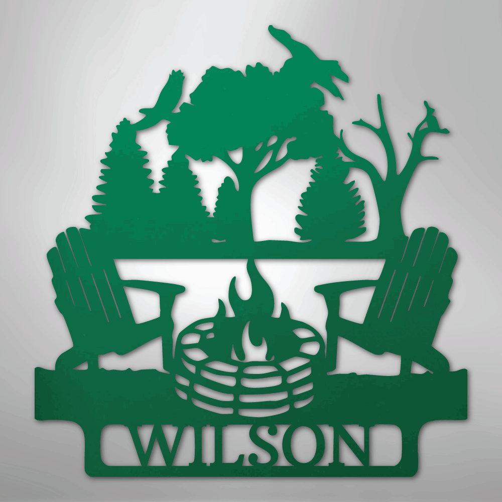 My Easy Monogram Steel Sign Green / 24" Camping Firepit Vibe Monogram - Steel Sign