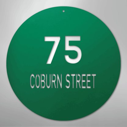 My Easy Monogram Steel Sign Green / 24" Circle Address - Steel Sign