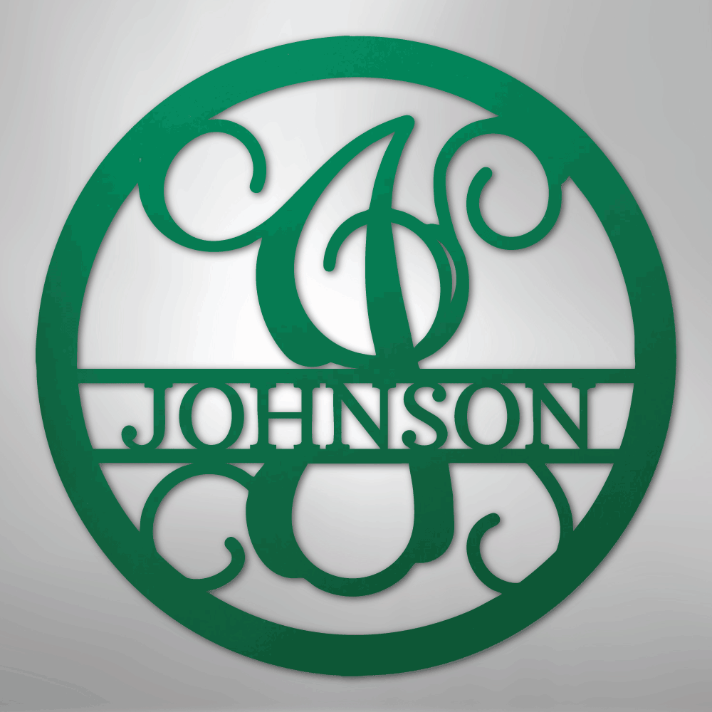 My Easy Monogram Steel Sign Green / 24" Circle Vine Monogram - Steel Sign