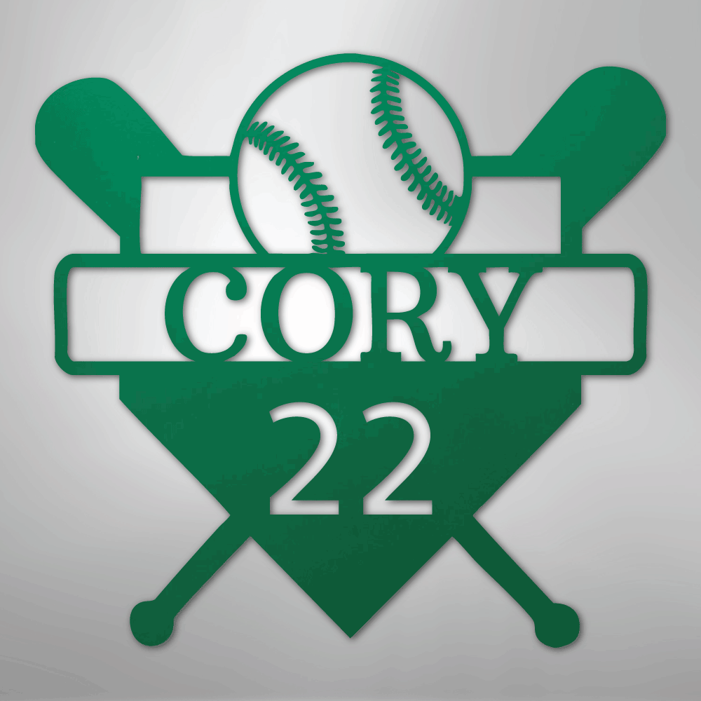 My Easy Monogram Steel Sign Green / 24" Custom Baseball Monogram - Metal Sign