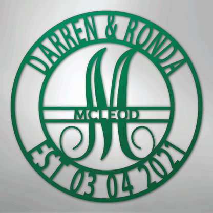 My Easy Monogram Steel Sign Green / 24" Elaborate Name - Steel Sign